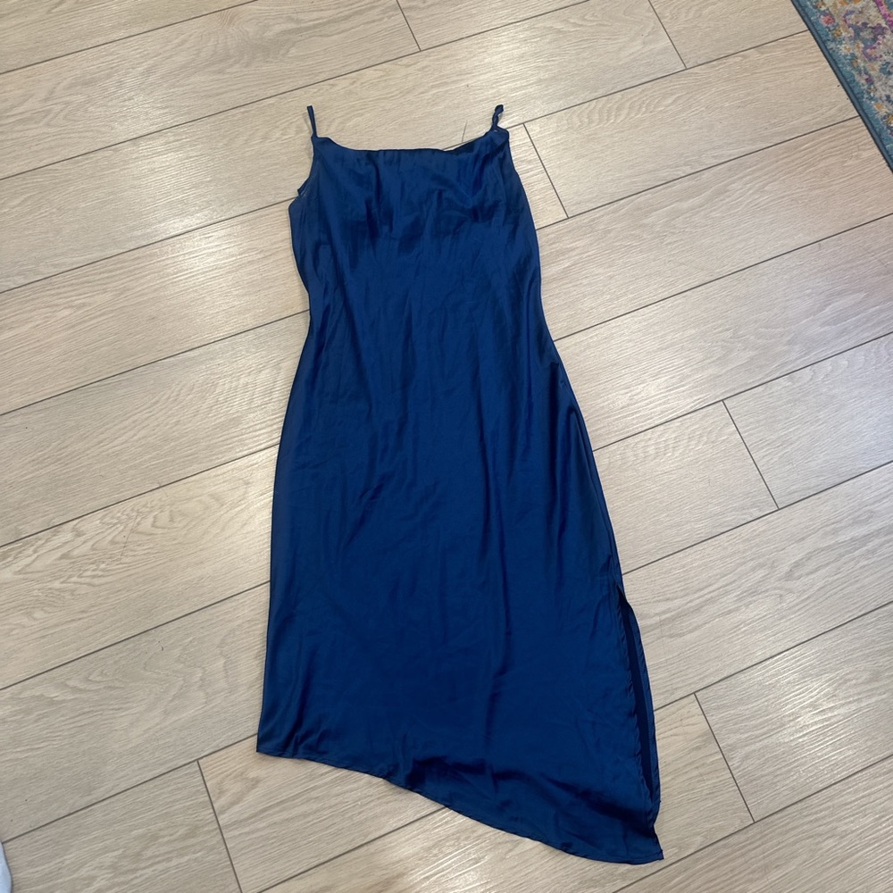 Amazon Blue Sleeveless Spaghetti Strap Maxi Dress